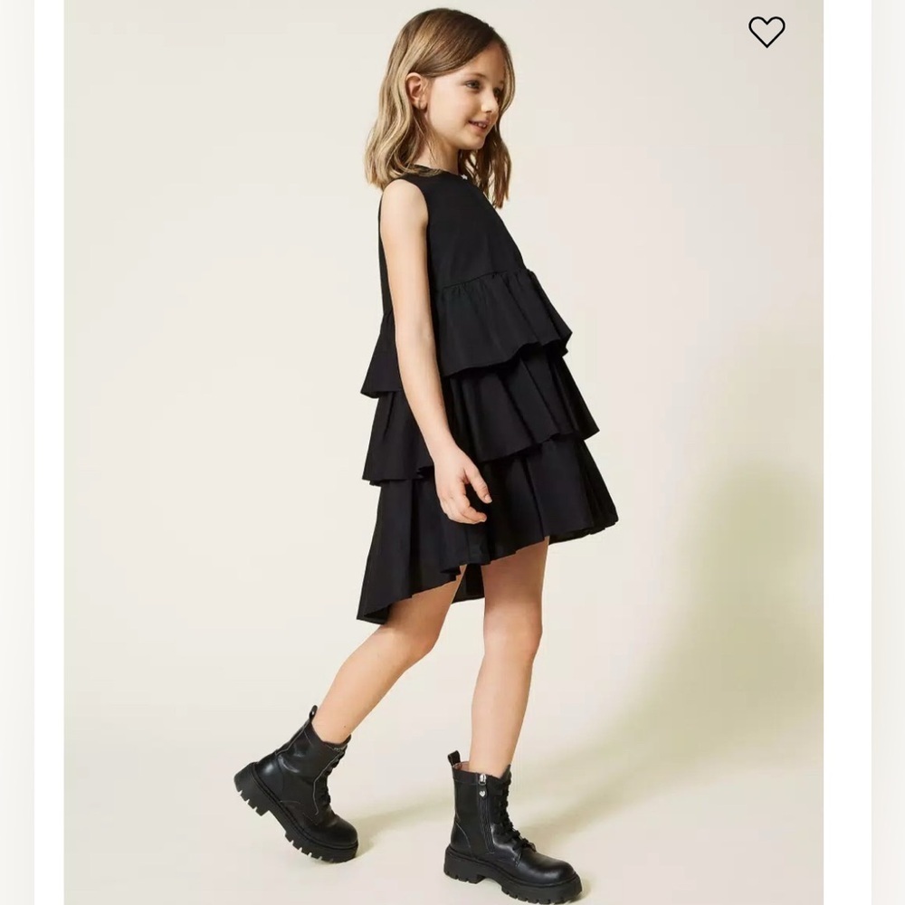 TWINSET Poplin dress with flounces black Girls sz 12